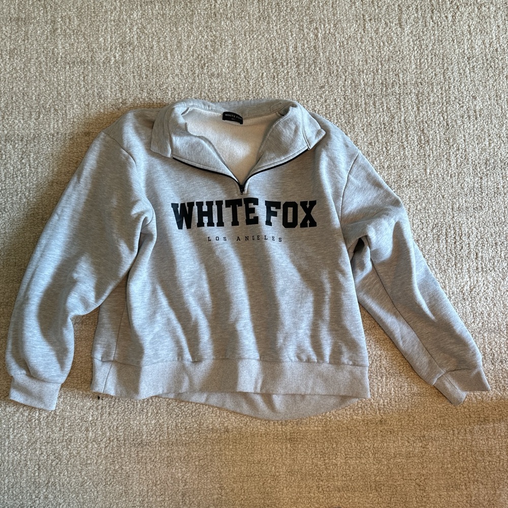 white fox sweater half zip
